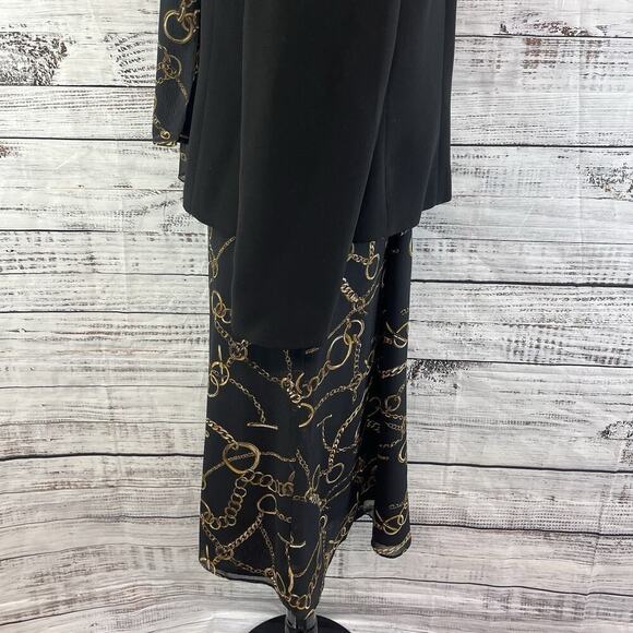 Evan Picone 3pc Skirt Suit size 8 Blazer Scarf Black Gold Equestrian Career - Picture 11 of 15
